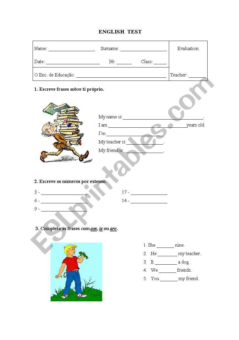 English Test worksheet