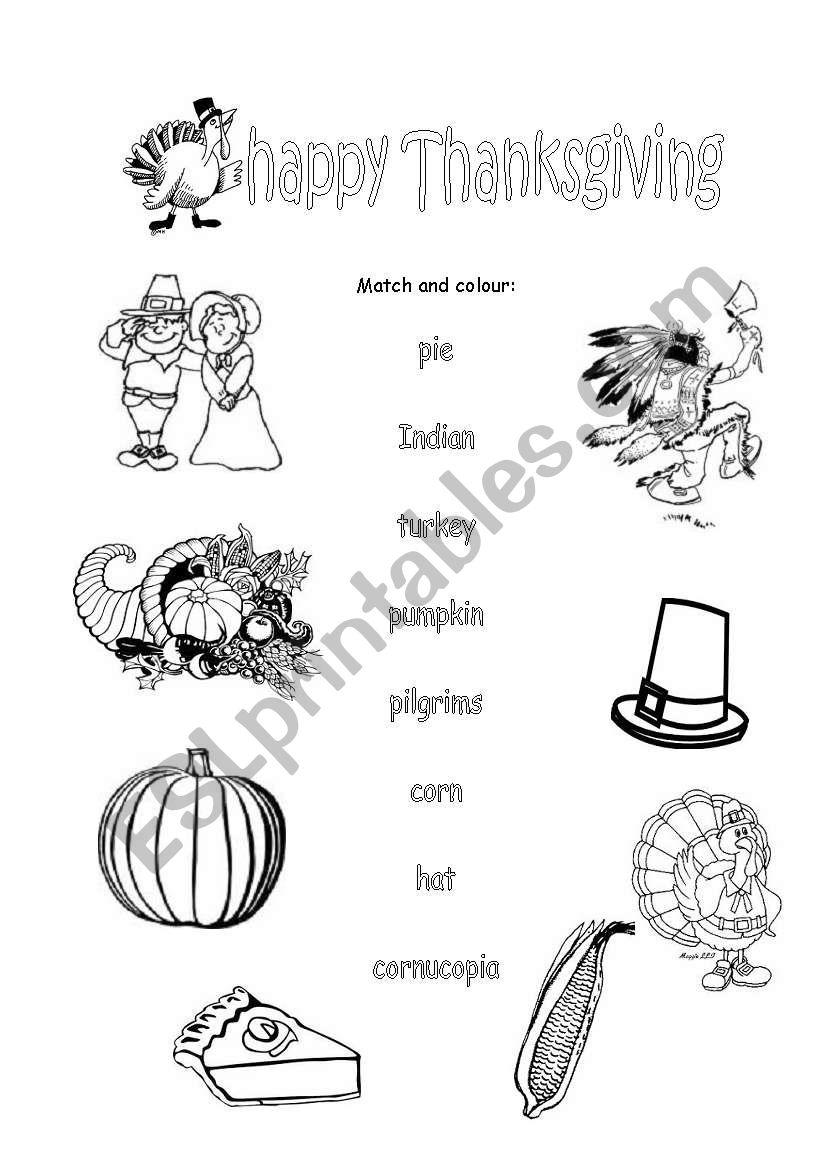 Happy Thanksgiving worksheet