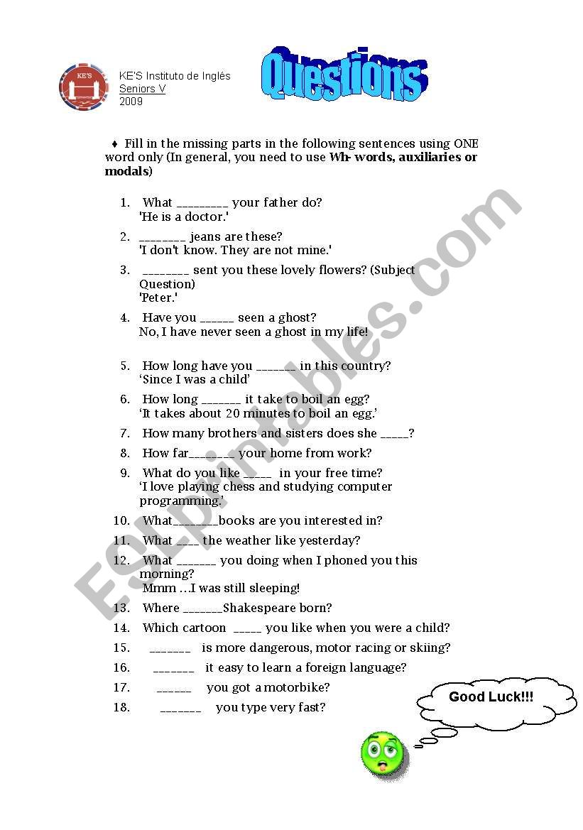 QUESTIONS worksheet