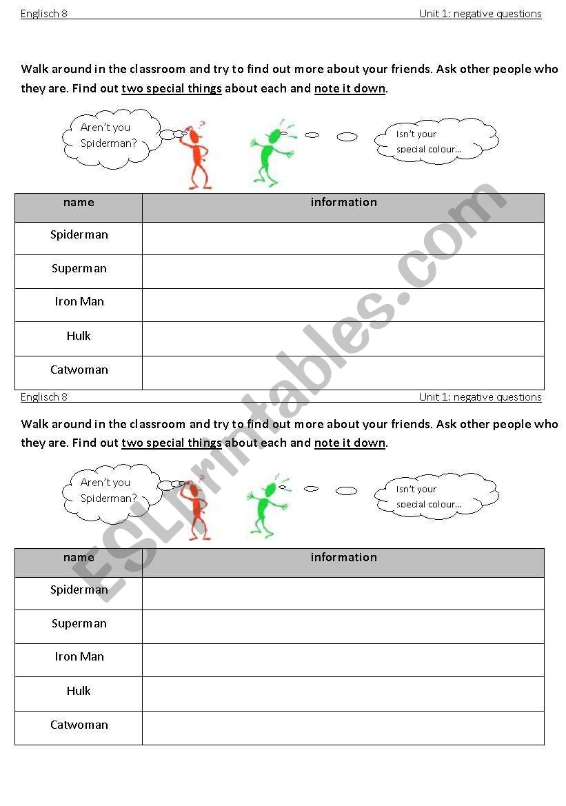 role play - negative questions