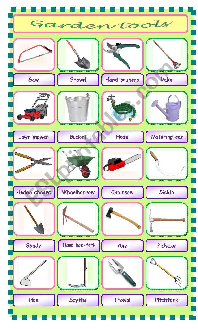 Garden tools worksheet