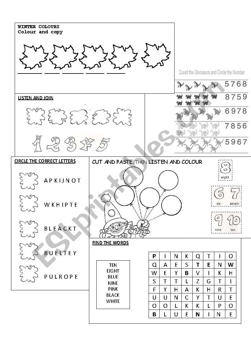 Numbers and colour worksheet