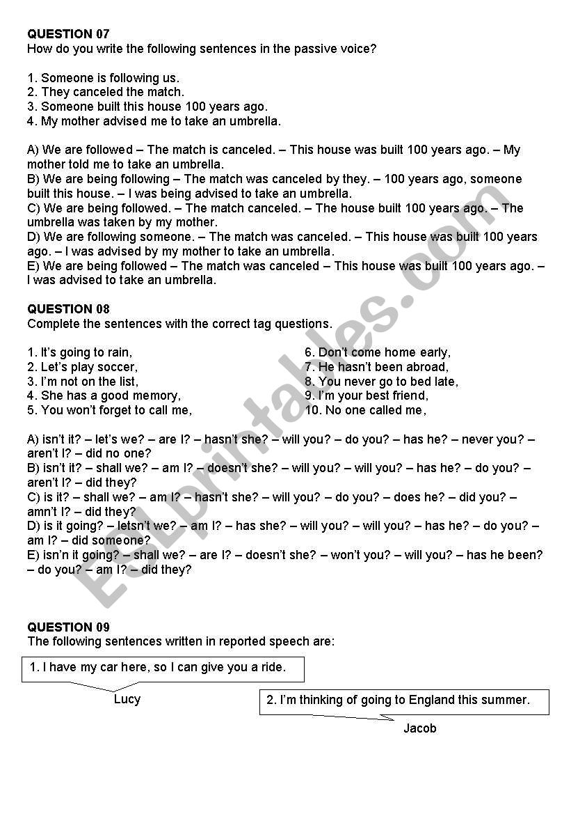 READING PRACTICE worksheet
