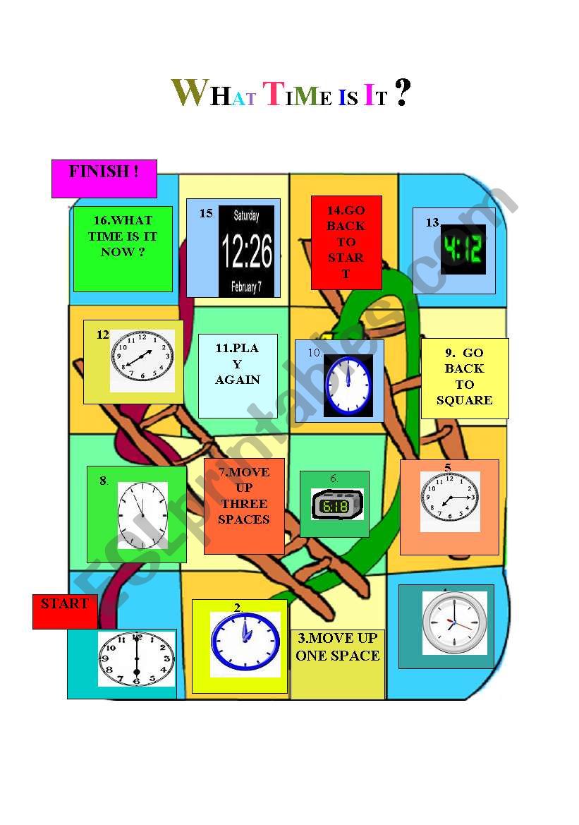 What time is it ? ( Snake and ladders game board)