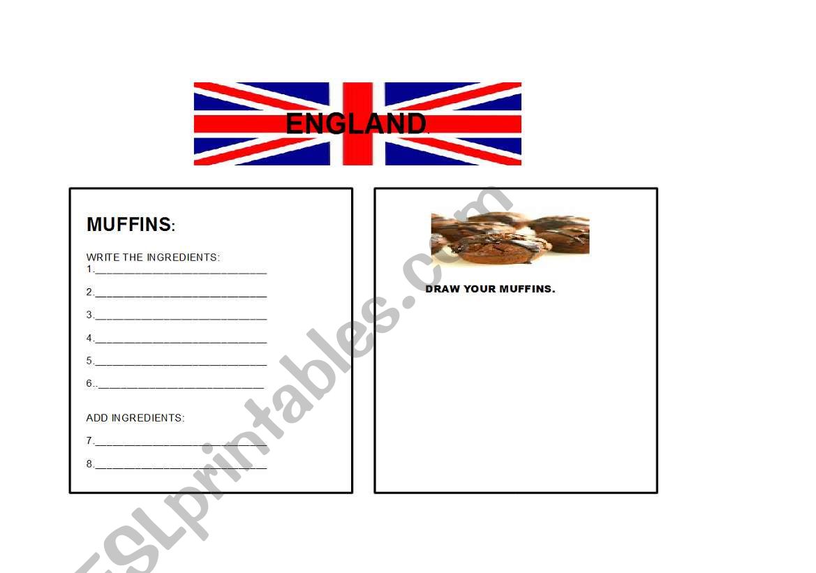 English recipe worksheet