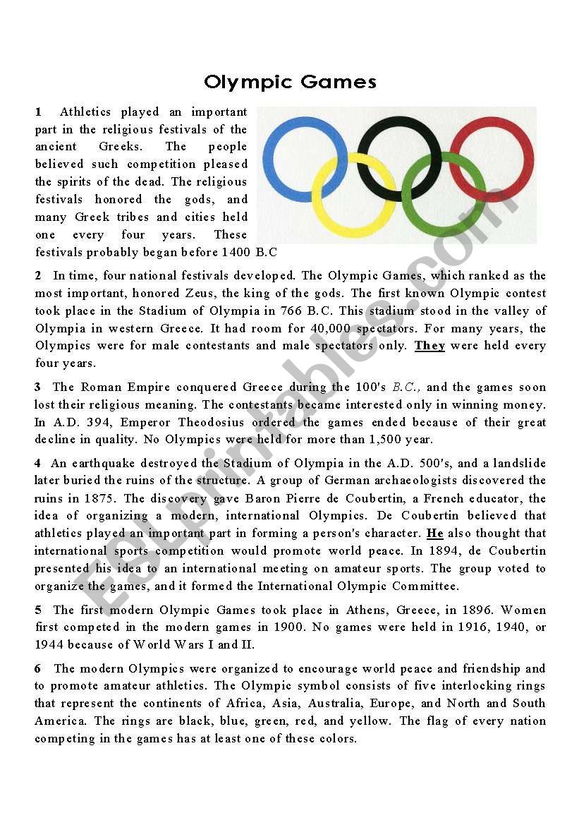 Olympic Games worksheet