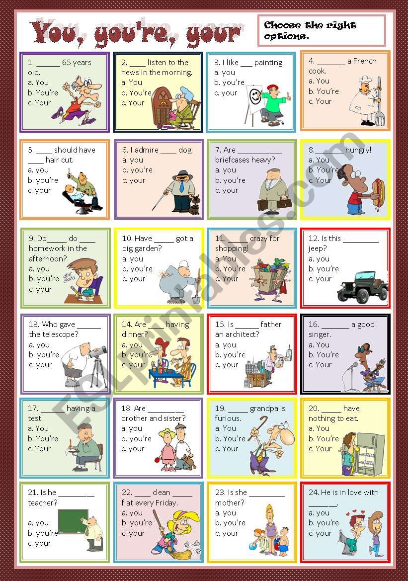 YOU, YOUÂ´RE, YOUR - MULTIPLE CHOICE 