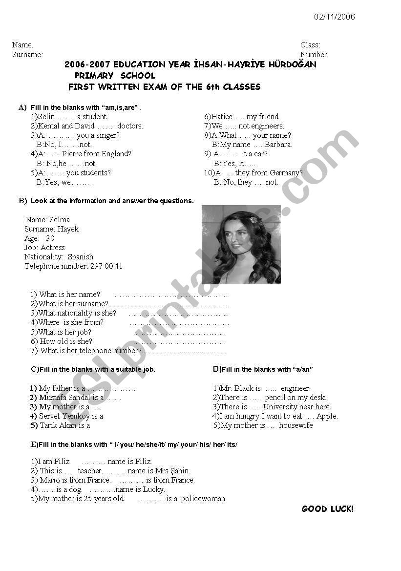 English worksheet