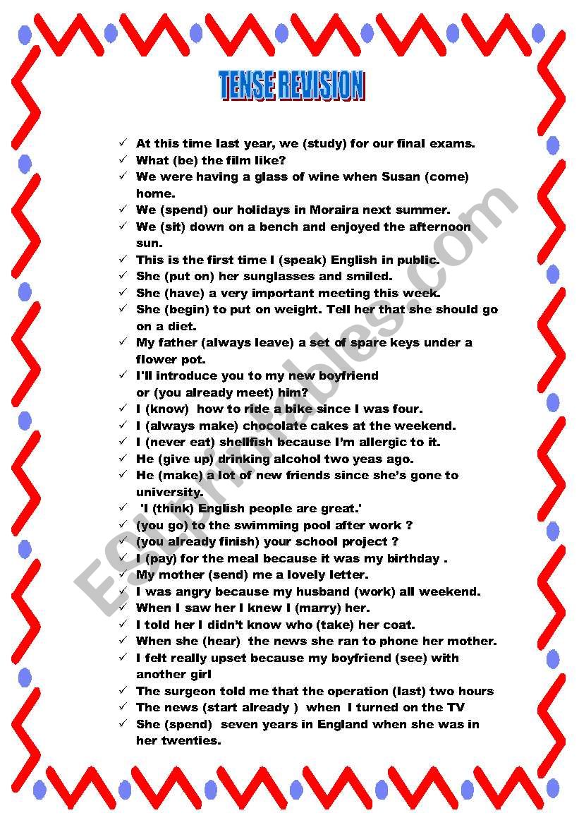 MIXED TENSES worksheet