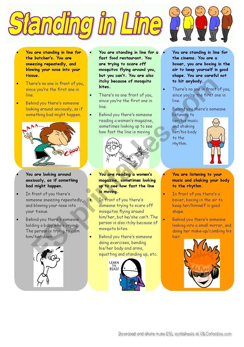 Standing in Line (Warmer) worksheet