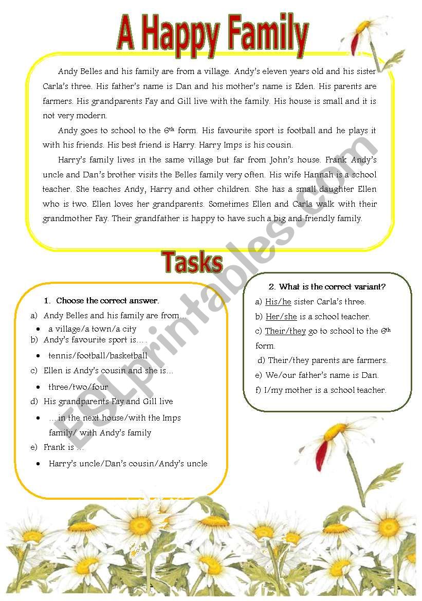 A happy Family worksheet