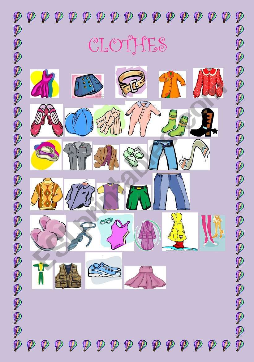 clothes worksheet