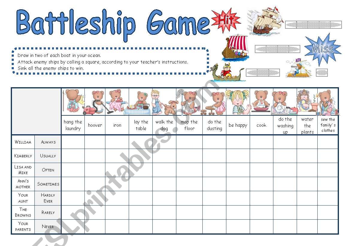 Battleship Game - Present Simple & Adverbs of Frequency