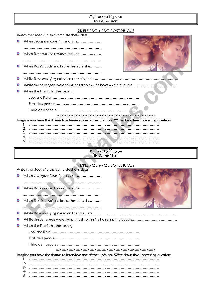 My heart will go on-  worksheet
