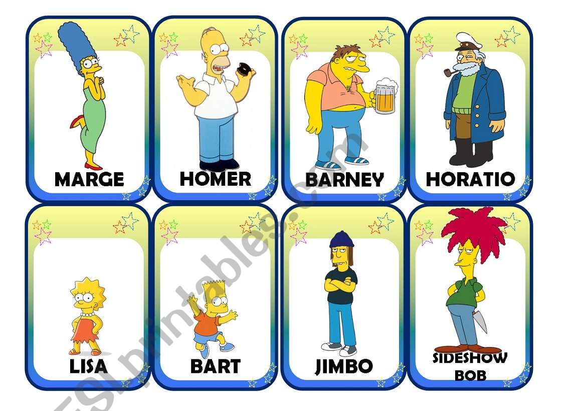 Simpsons Card Game (1/4) worksheet