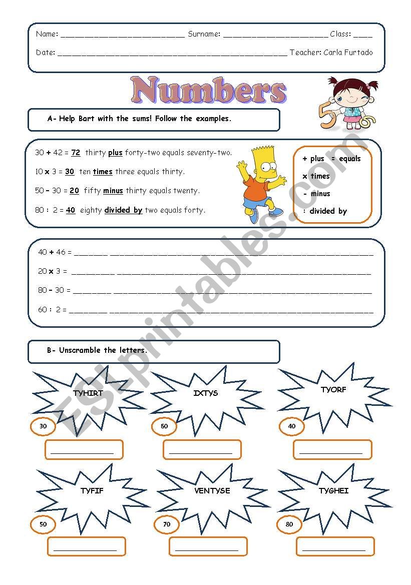 Numbers: counting worksheet