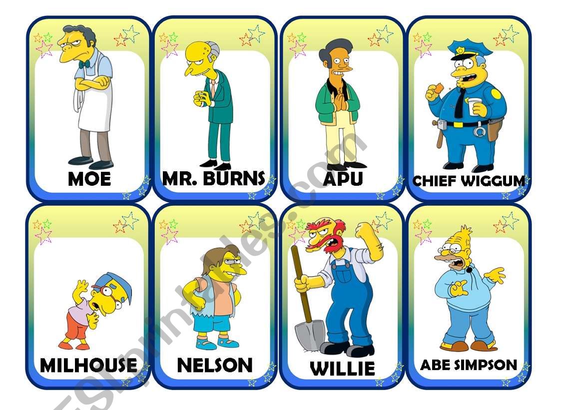 Simpsons Card Game (2/2) worksheet