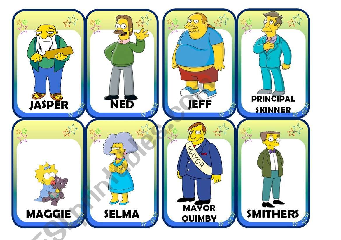 Simpsons Card Game (3/4) worksheet