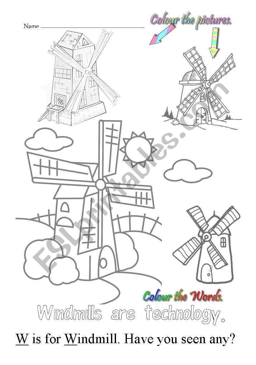 W is for windmill worksheet