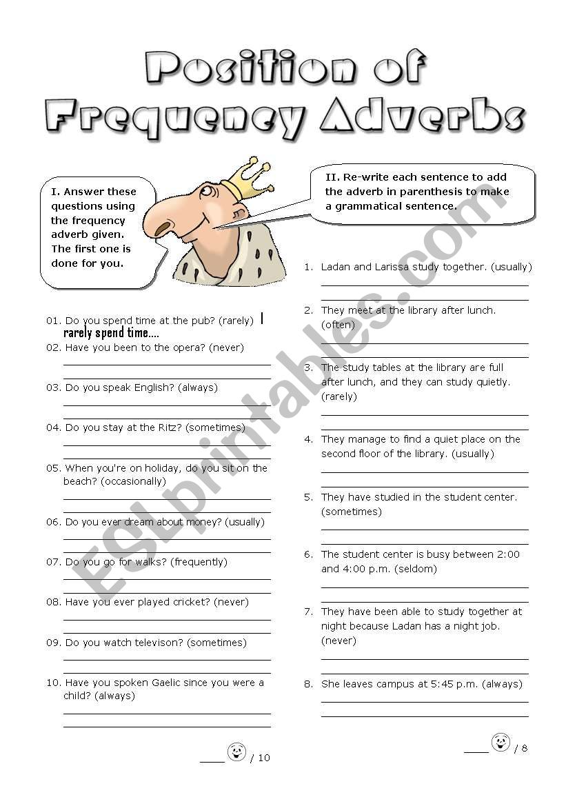 Adverbs Of Frequency worksheet
