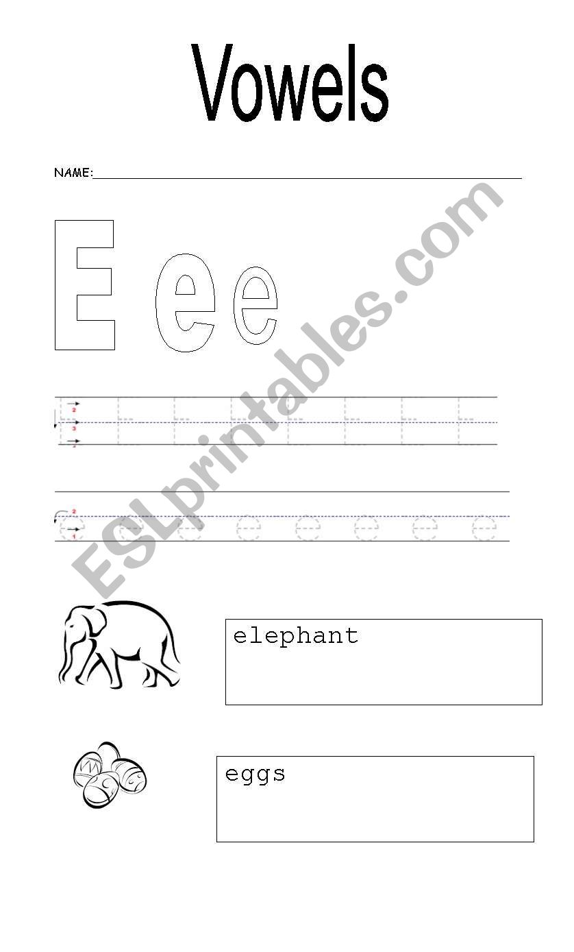 E vowel sound worksheet