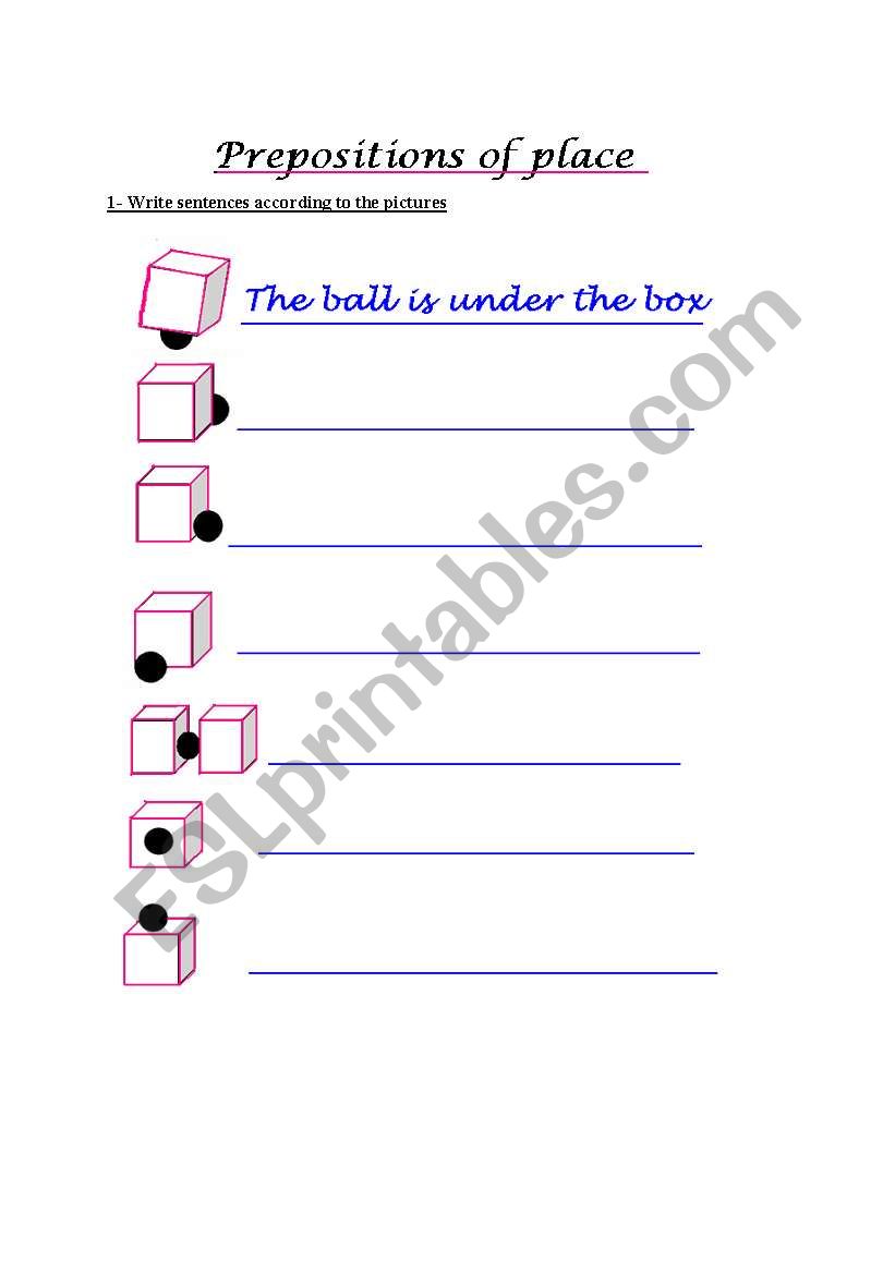 prepositions of place worksheet