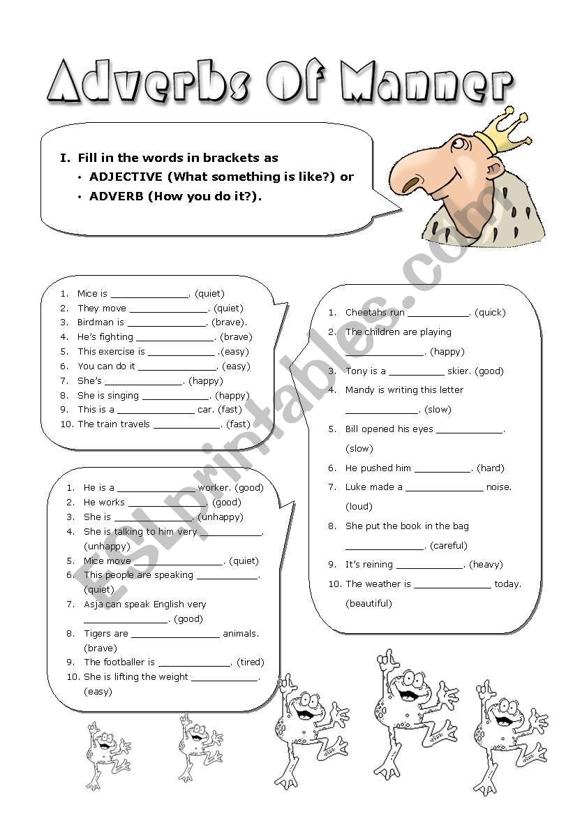 Adverbs Of Manner worksheet