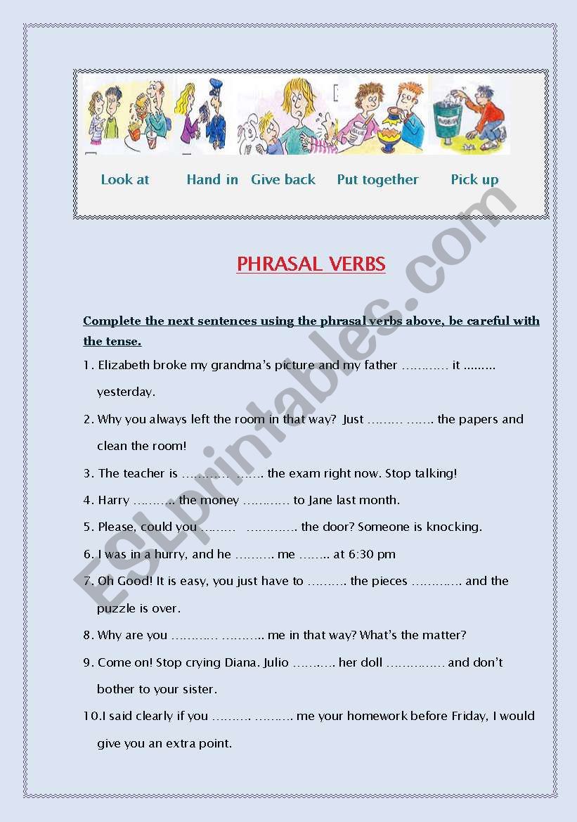Basic phrasal verbs worksheet