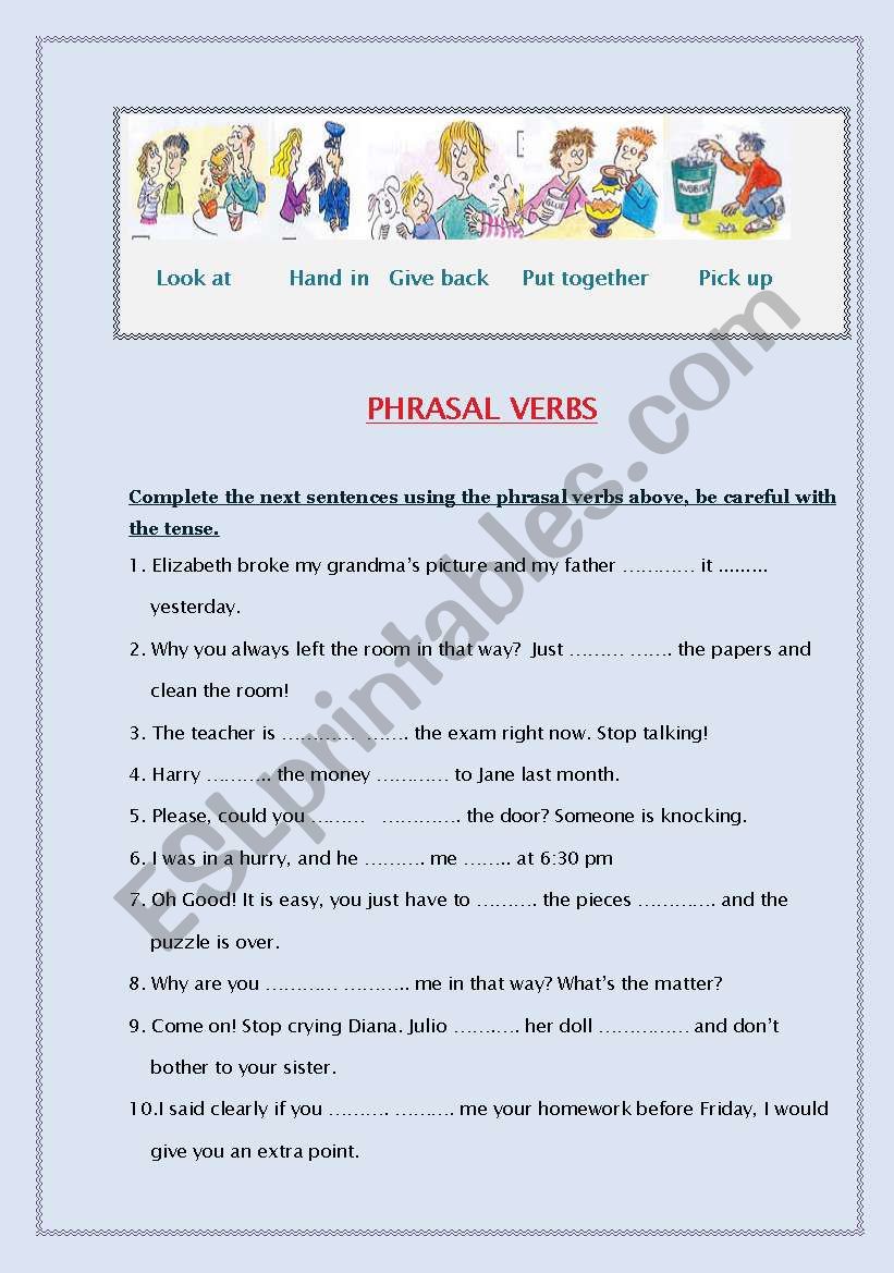 Basic phrasal verbs worksheet