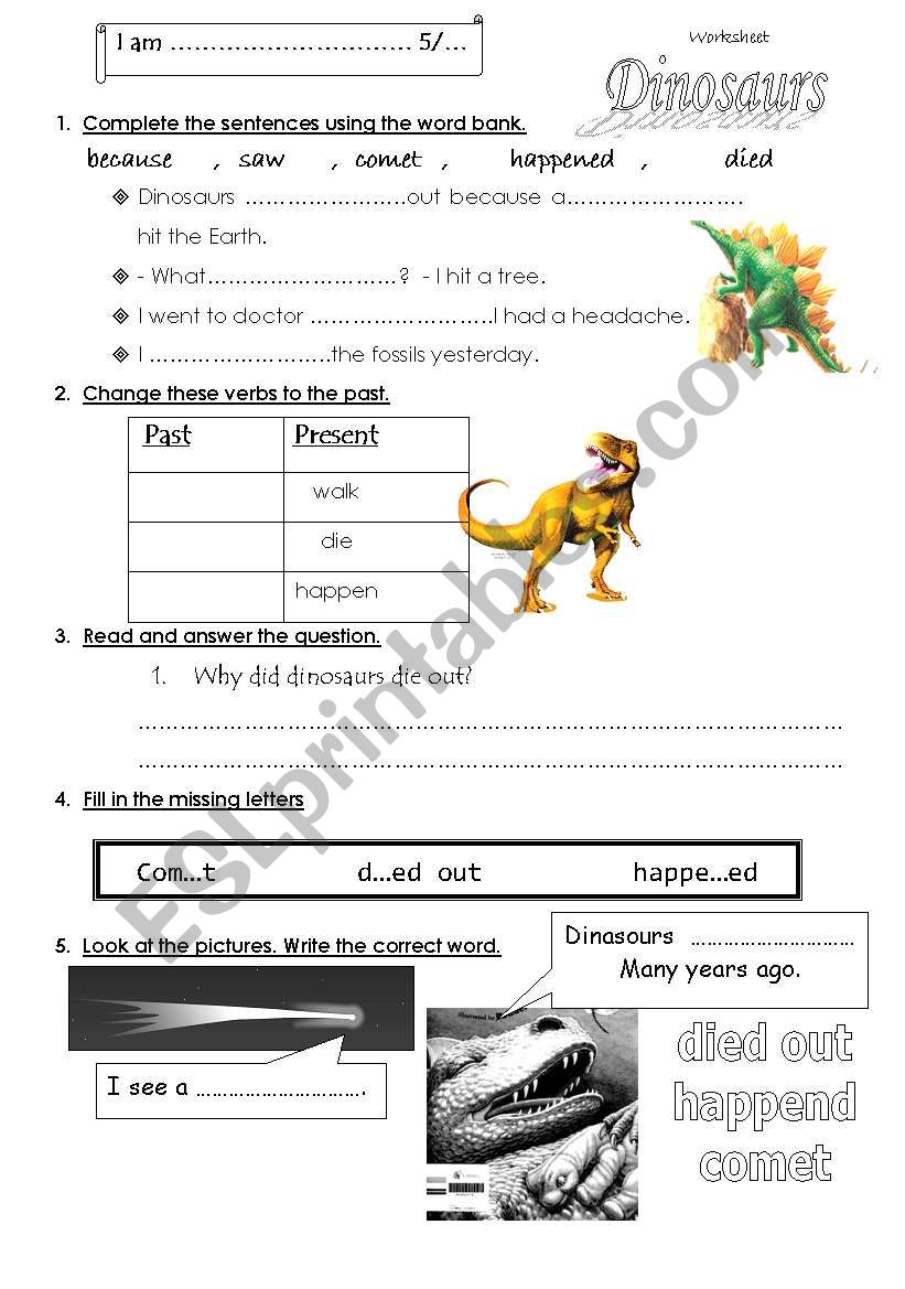 DINASAURS worksheet