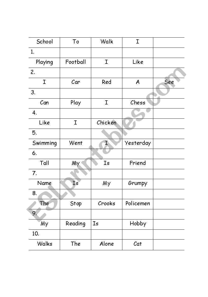 word scramble worksheet
