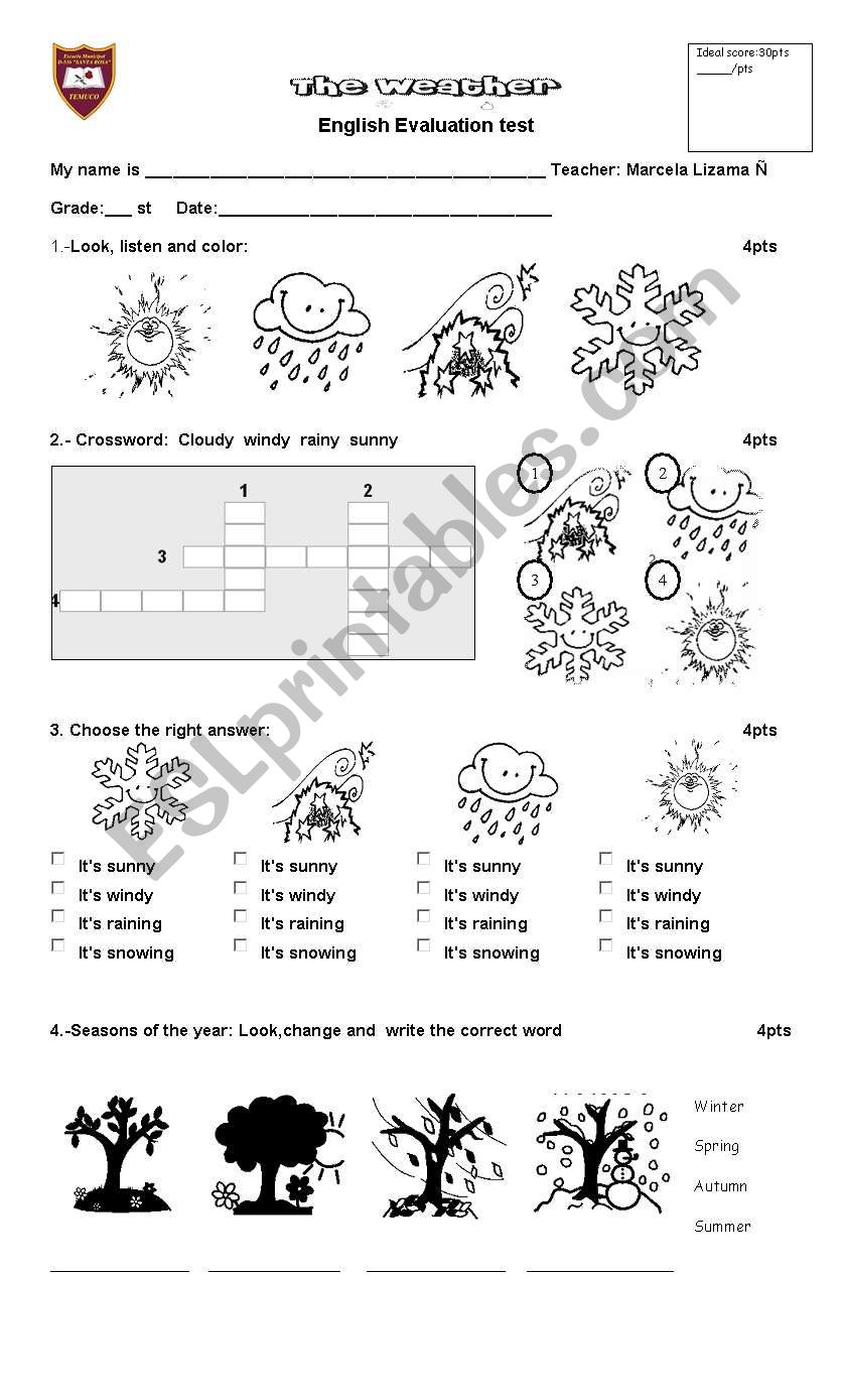 the weather test worksheet