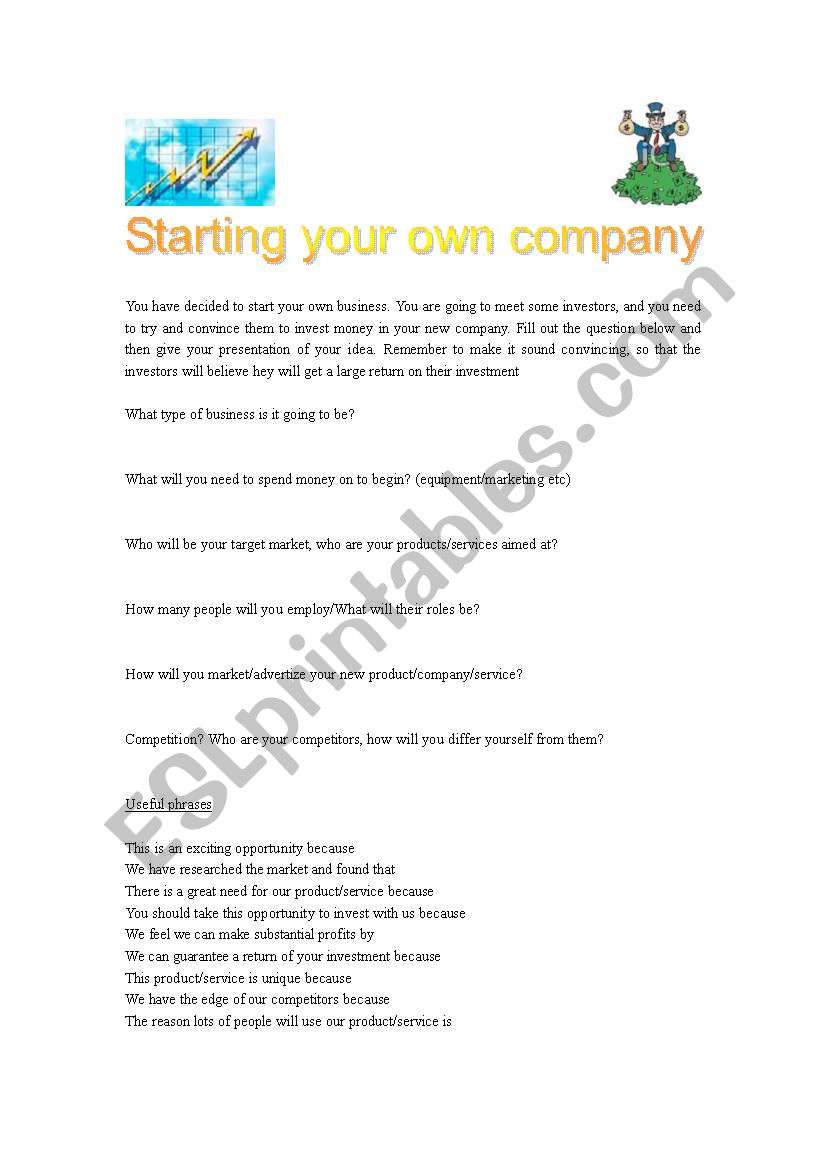 Start your own business worksheet