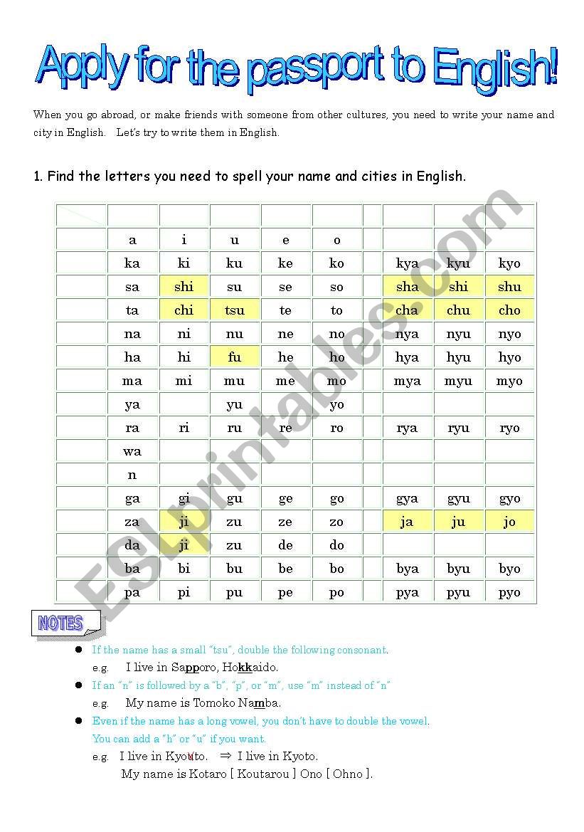 proper names worksheet