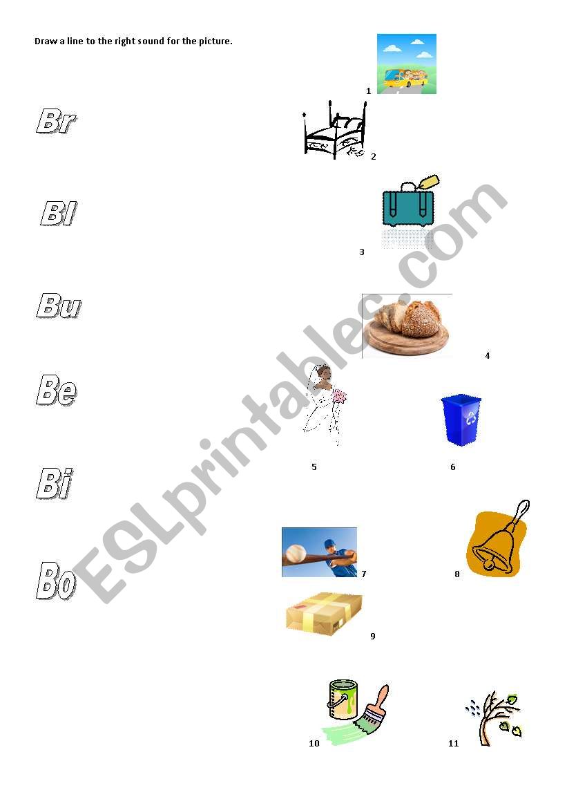 phonics- b words worksheet