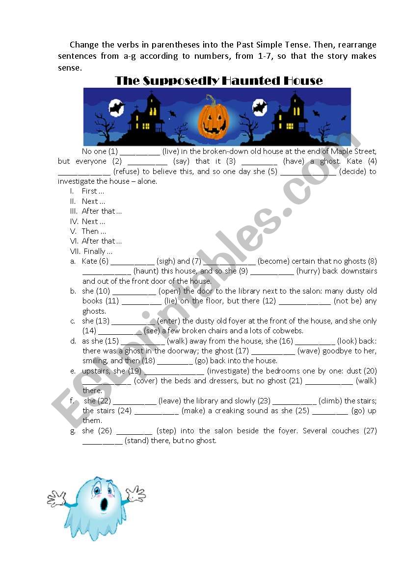 The Supposedly haunted house  worksheet