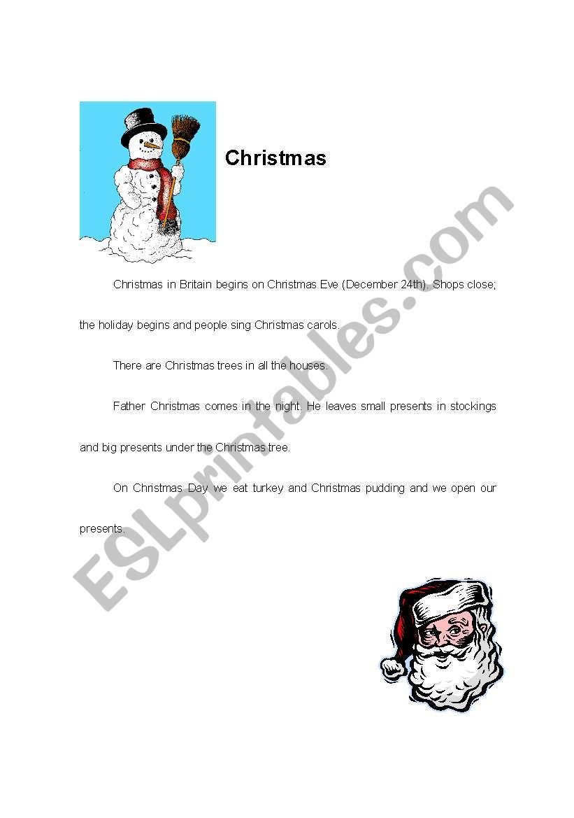 Christmas worksheet