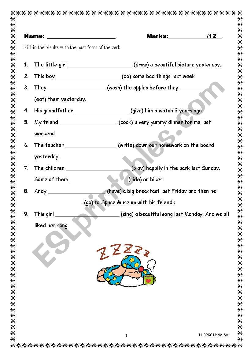 Past Tense worksheet