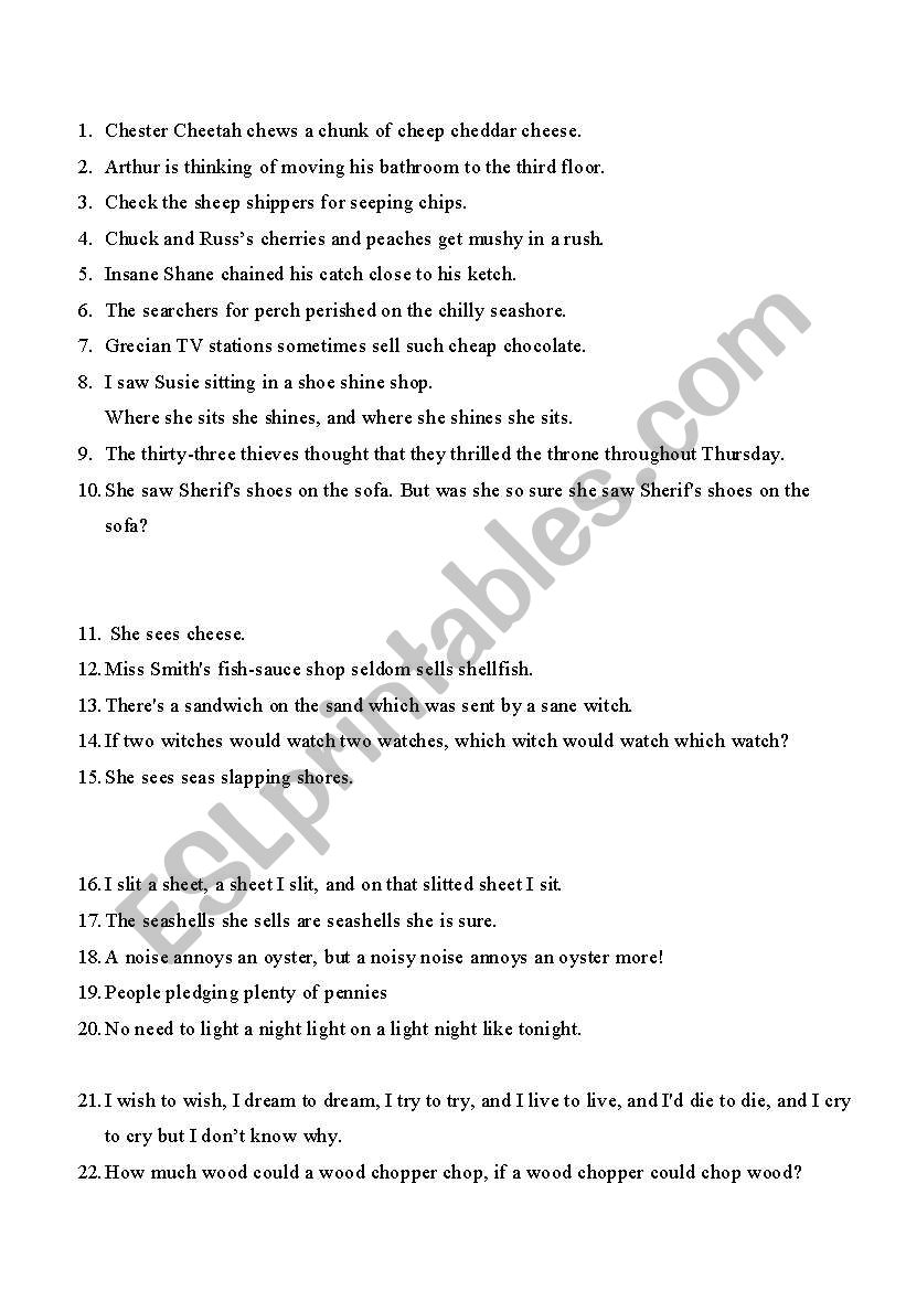 pronunciation pairwork 1 worksheet