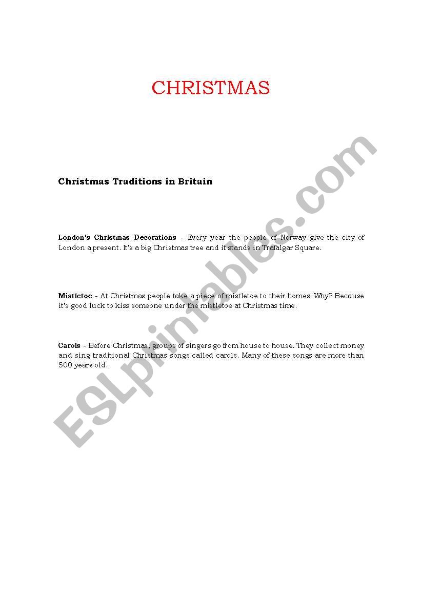 Christmas worksheet