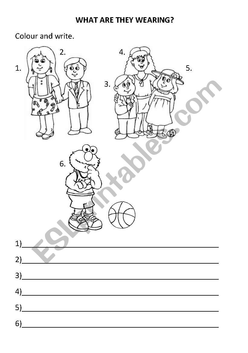 Describing peoples clothes worksheet