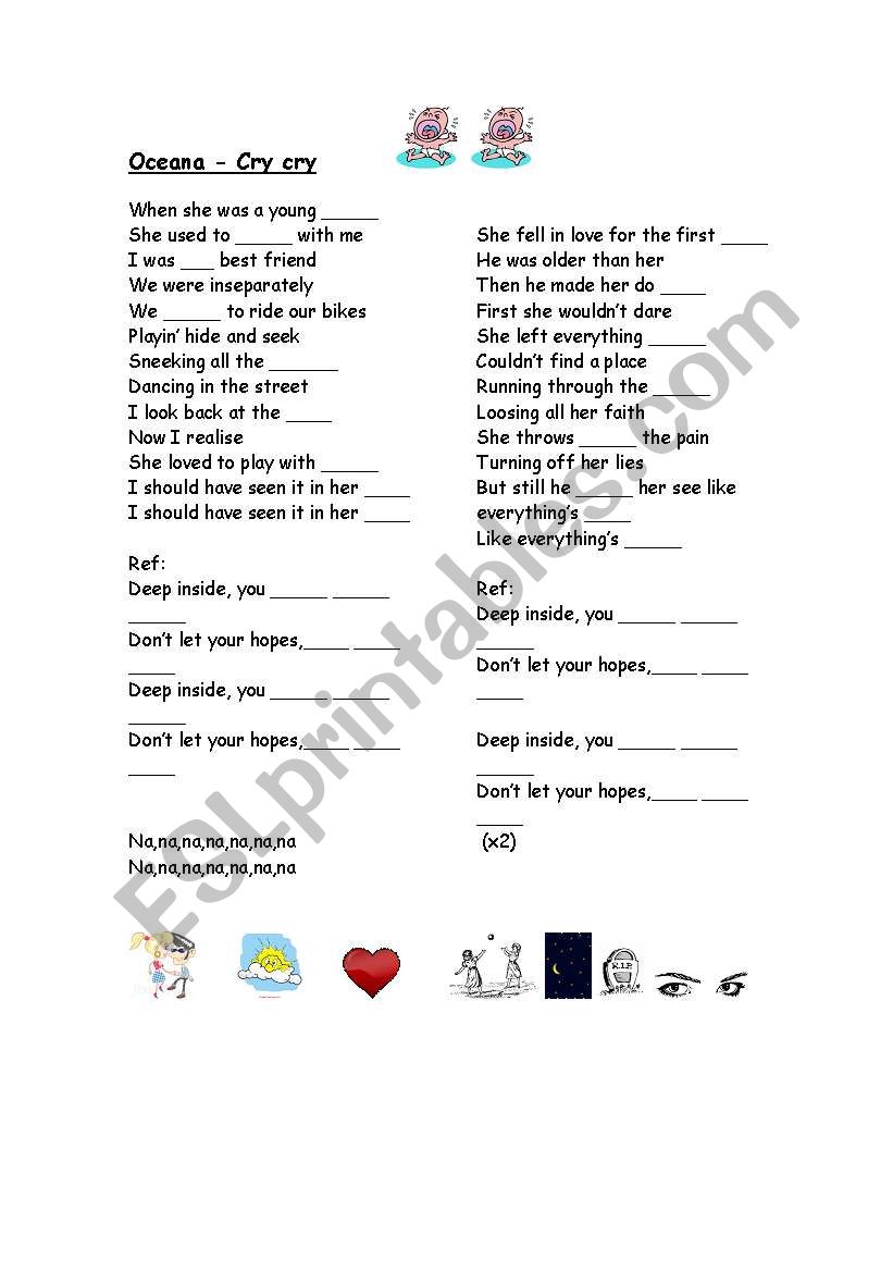 Cry Cry by Oceana worksheet