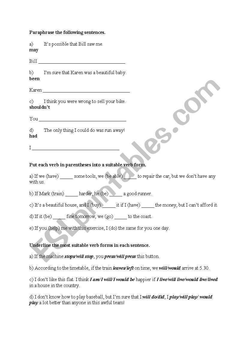 a test for advanced students worksheet