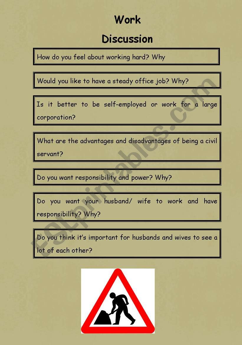 Discussion Question - Work worksheet