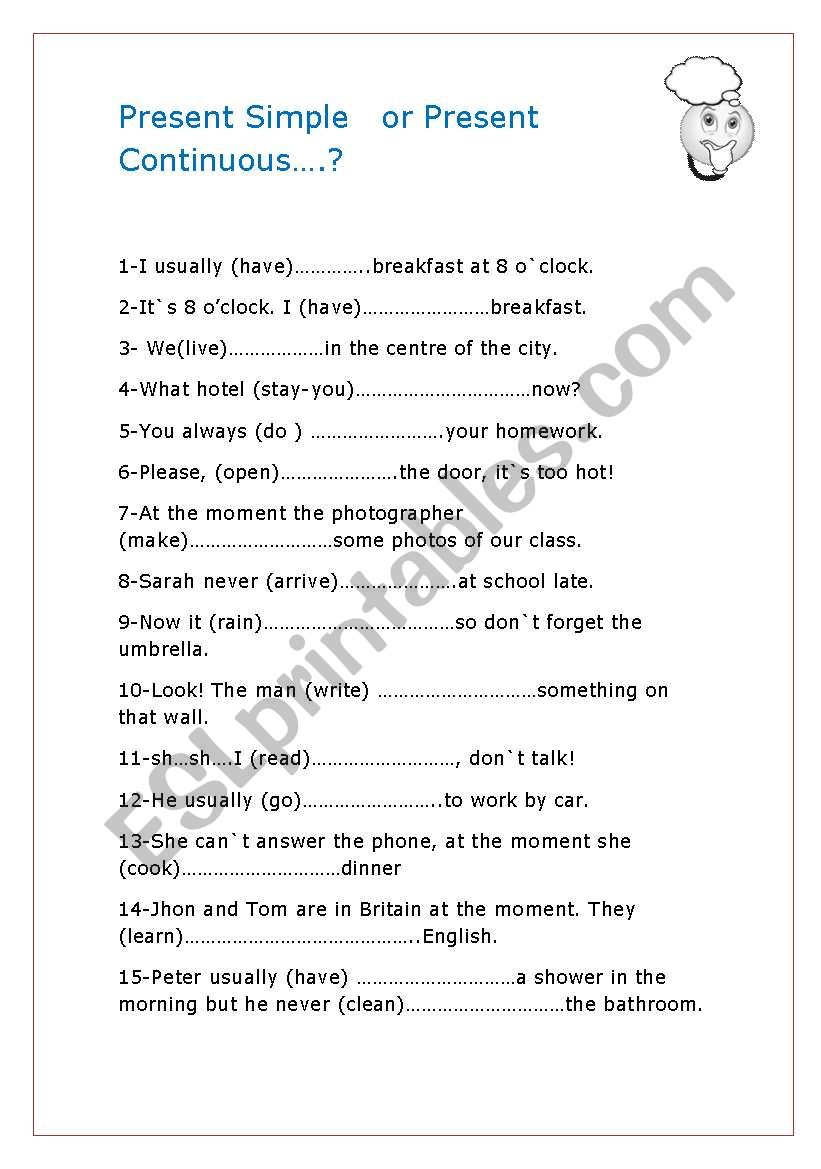 simple , continuous....ups! worksheet