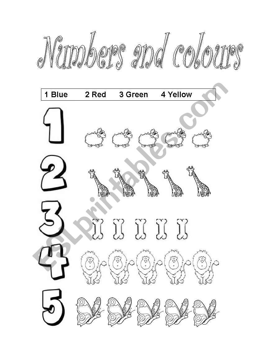 Numbers and colours worksheet