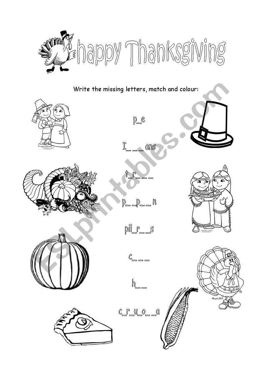 Happy Thanksgiving 2 worksheet