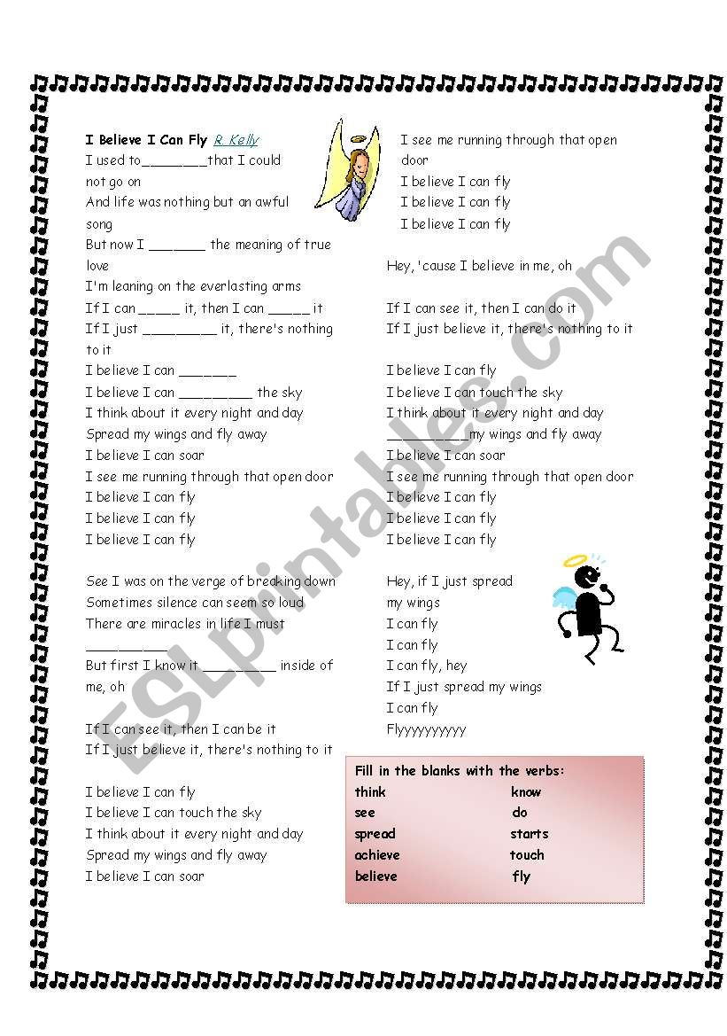 Песня верю на английском. I can Fly английском believe. Песня i believe i can Fly. I believe i can Fly Worksheet. I believe i can Fly текст.