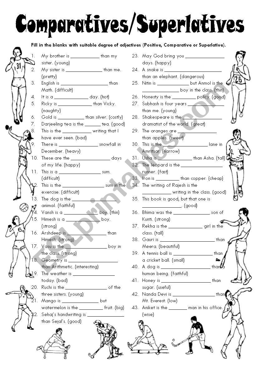 Comparatives / Superlatives (Editable with Answers)