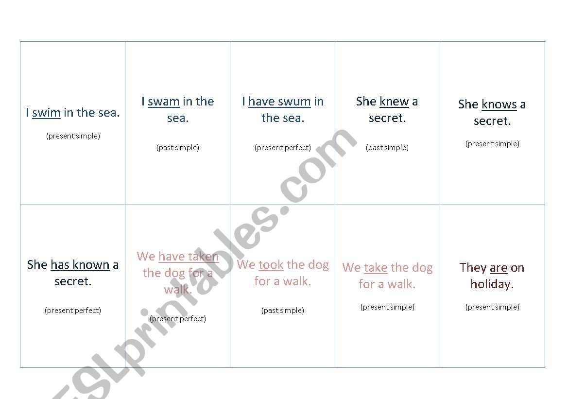 irregular verbs game worksheet